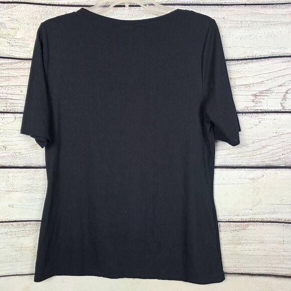 Daytrip Black Ribbed Lace-Up Front Top Large - Picture 5 of 6